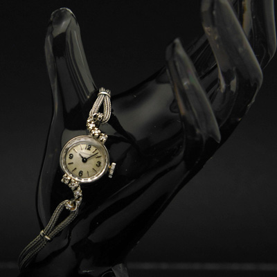 ロンジン アールデコデザイン ダイヤ装飾 14KWG アンティーク 手巻き レディースウオッチ